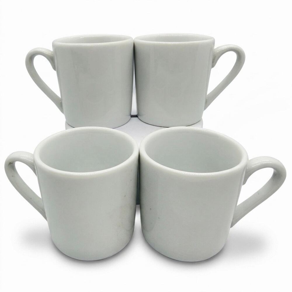 Sur La Table White Demitasse Espresso Cups 2 Oz Mini Mug Fine Porcelain Set of 4
